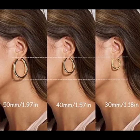 Gold Hoop Earrings 30mm | 14k Gold Filled - Picture 3 of 8